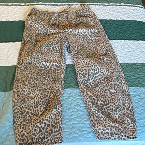 GAP Women's Leopard Print Wide Leg Pants - Brown and Black